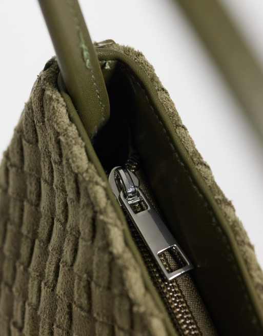 Glamorous borsa a spalla anni '90 in finto camoscio oliva, 3 di 4