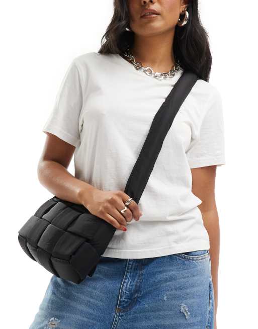 Glamorous - Borsa a tracolla nera in nylon 