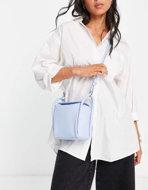 Glamorous - Borsa a tracolla squadrata strutturata blu