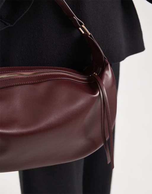 Glamorous - Borsa da spalla extra larga color prugna scuro , 4 di 4