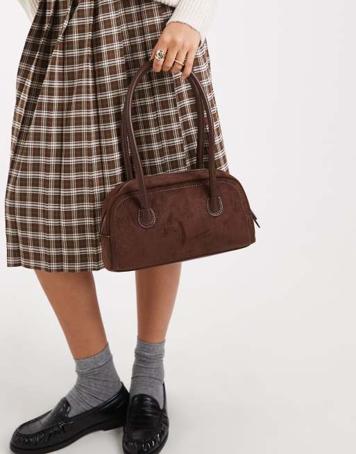 Glamorous - Borsa da spalla in camoscio sintetico marrone, 2 di 4