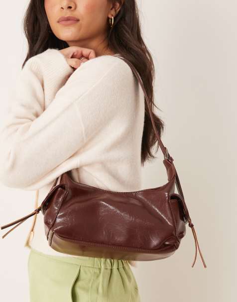 Glamorous - Borsa da spalla marrone scuro con tasca - view 1