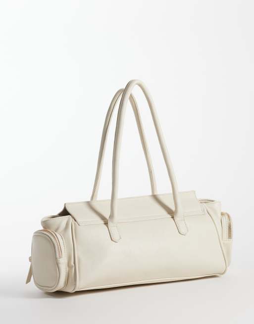 Glamorous - Borsa da spalla multitasche écru con lucchetto, 4 di 4