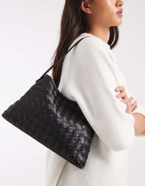 Glamorous - Borsa da spalla nera effetto intrecciato - view 1