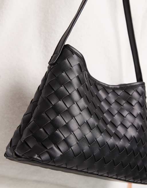 Glamorous - Borsa da spalla nera effetto intrecciato , 3 di 4
