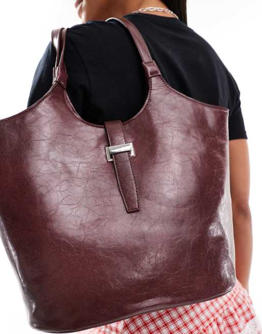 Glamorous - Borsa shopping da spalla bordeaux , 2 di 4