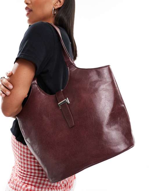 Glamorous - Borsa shopping da spalla bordeaux , 4 di 4
