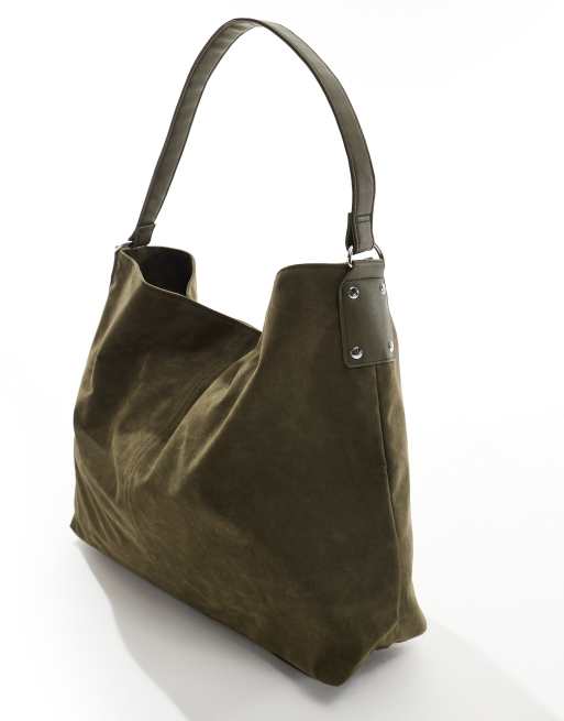 Glamorous - Borsa shopping grande kaki slavato, 2 di 4