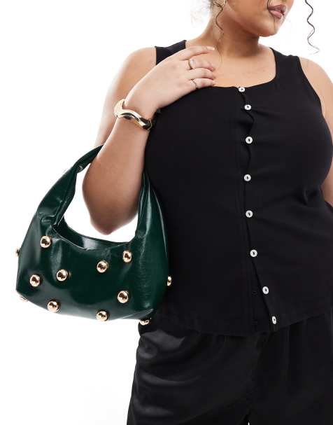 Glamorous - Borsetta a mano verde con borchie - view 1