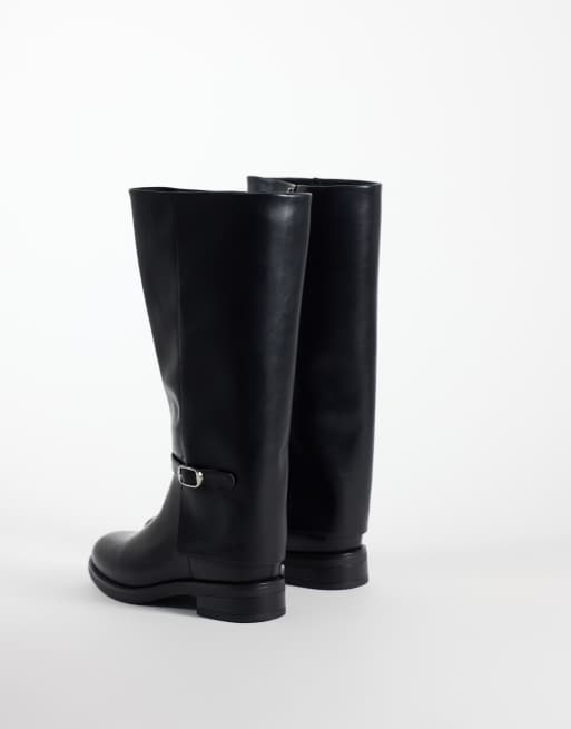 Glamorous - botas de montar hasta la rodilla con hebilla en negro, 2 de 4