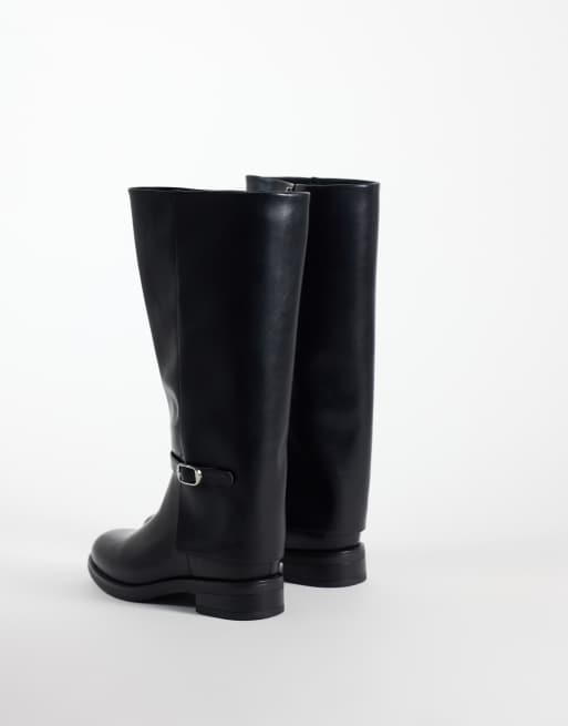 Glamorous - botas de montar hasta la rodilla de corte ancho con hebilla en negro, 2 de 4