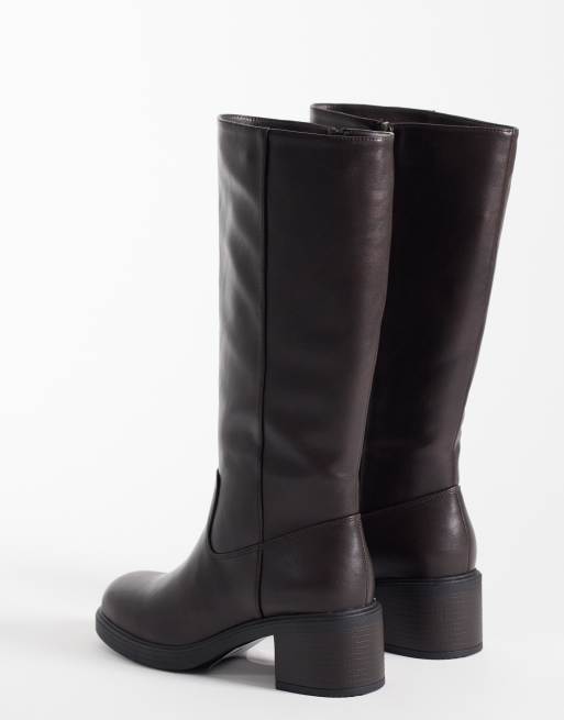 Glamorous - botas hasta la rodilla de corte ancho en marrón, 4 de 4