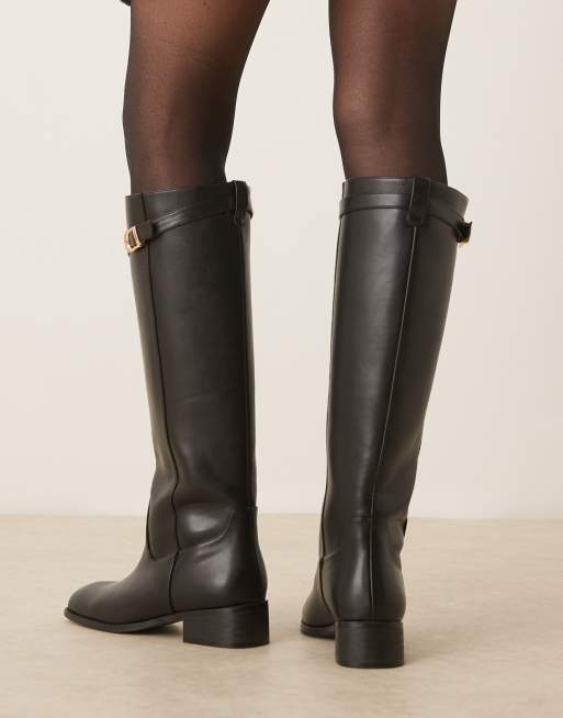 Glamorous - Bottes cavalières hauteur genou avec boucle - Noir, 4 de 4