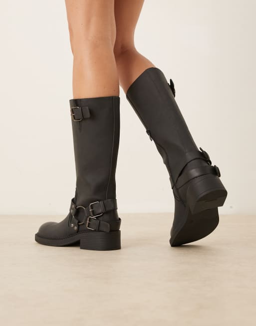 Glamorous - Bottes montantes style motard avec harnais - Noir, 3 de 4