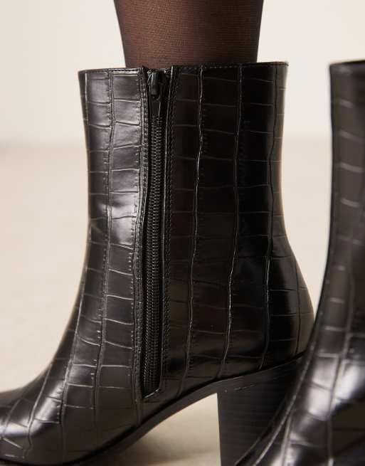 Glamorous - Bottines à bout pointu effet croco - Noir, 4 de 4