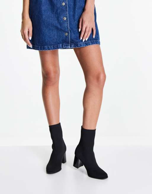 Glamorous - Bottines à talon en maille - Noir