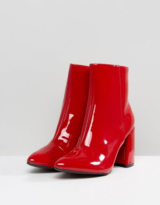 Glamorous Bottines pointues aspect vinyle talons Rouge