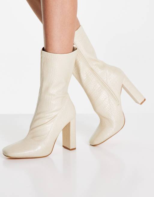 Glamorous Bottines souples talon carr cru