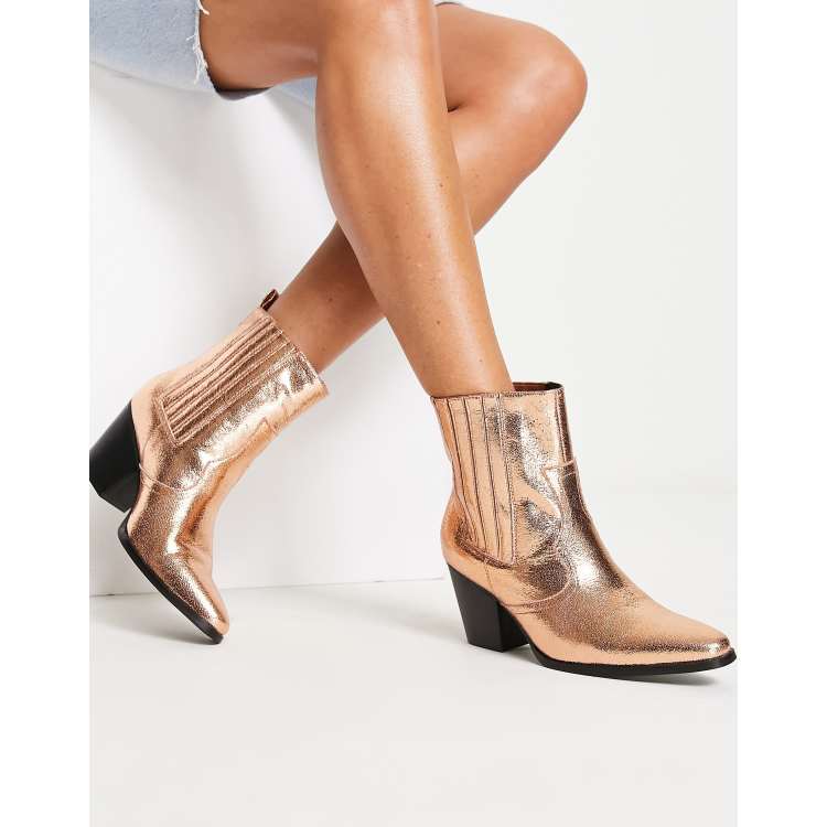 Glamorous Bottines style western Bronze Exclusivité ASOS ASOS