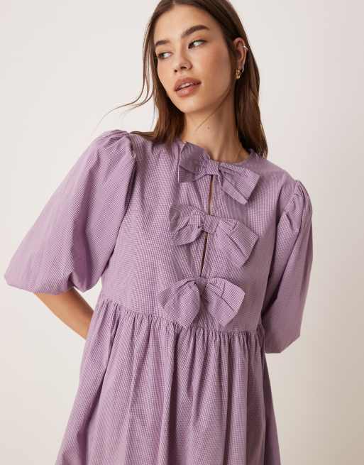 Glamorous Bow front maxi dress in purple gingham, 2 of 4