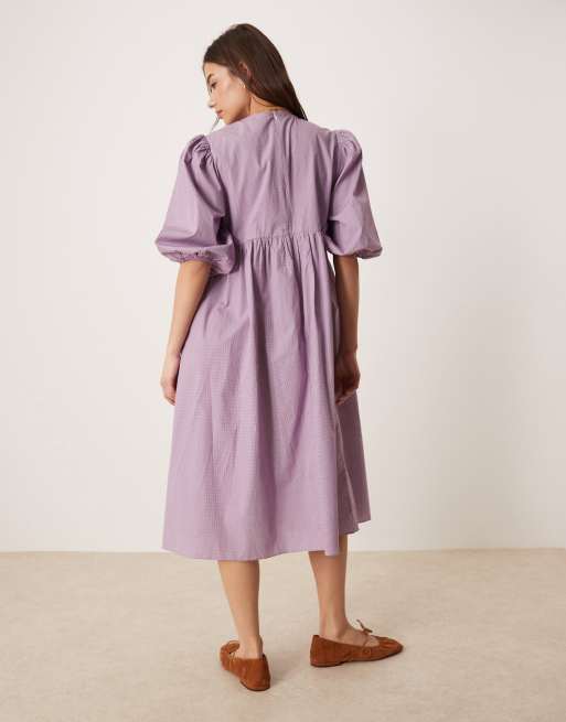 Glamorous Bow front maxi dress in purple gingham, 3 of 4