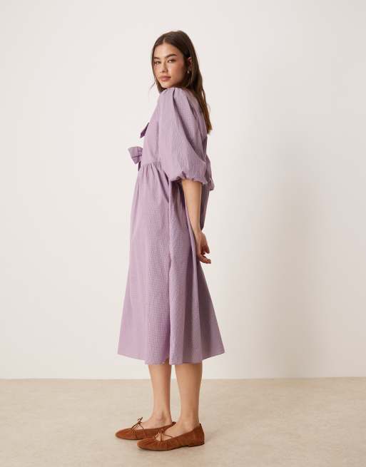 Glamorous Bow front maxi dress in purple gingham, 4 of 4