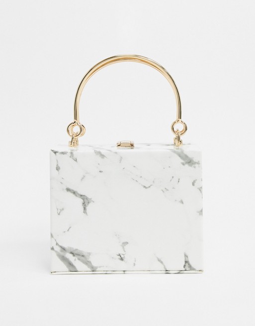 Glamorous box clutch with handle in marble