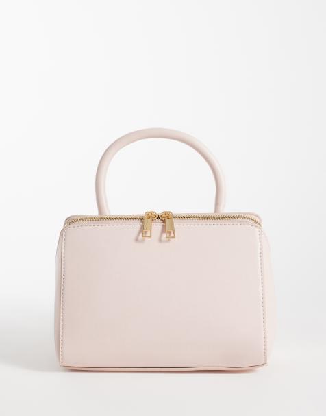 Glamorous box-taske med tophank i baby pink - view 1