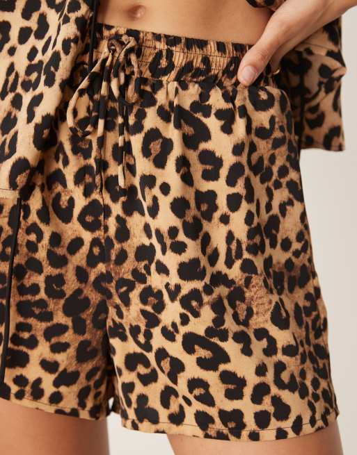 Glamorous boxer style shorts in leopard - part of a set