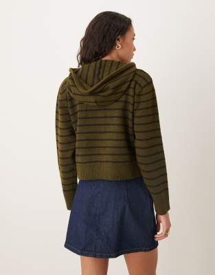 Glamorous Boxy Fit Hooded Button Down Cardigan In Multi
