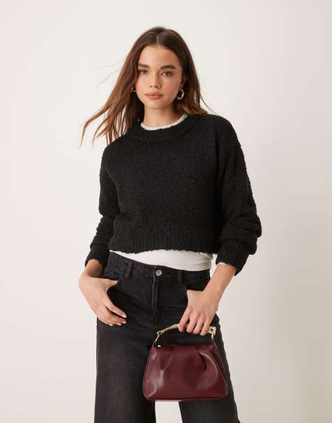 Glamorous boxy fit jumper in fluffy black knit - view 1
