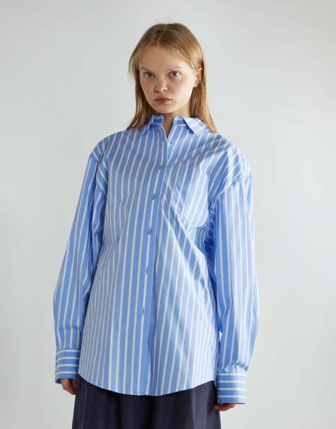 Glamorous Boyfriend shirt in blue white stripe - view 1