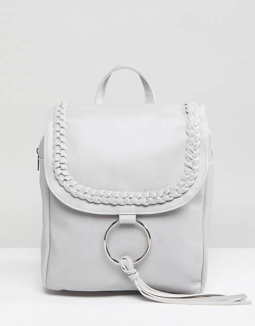 Glamorous Braid Detail Backpack With Ring & Tassel Detail