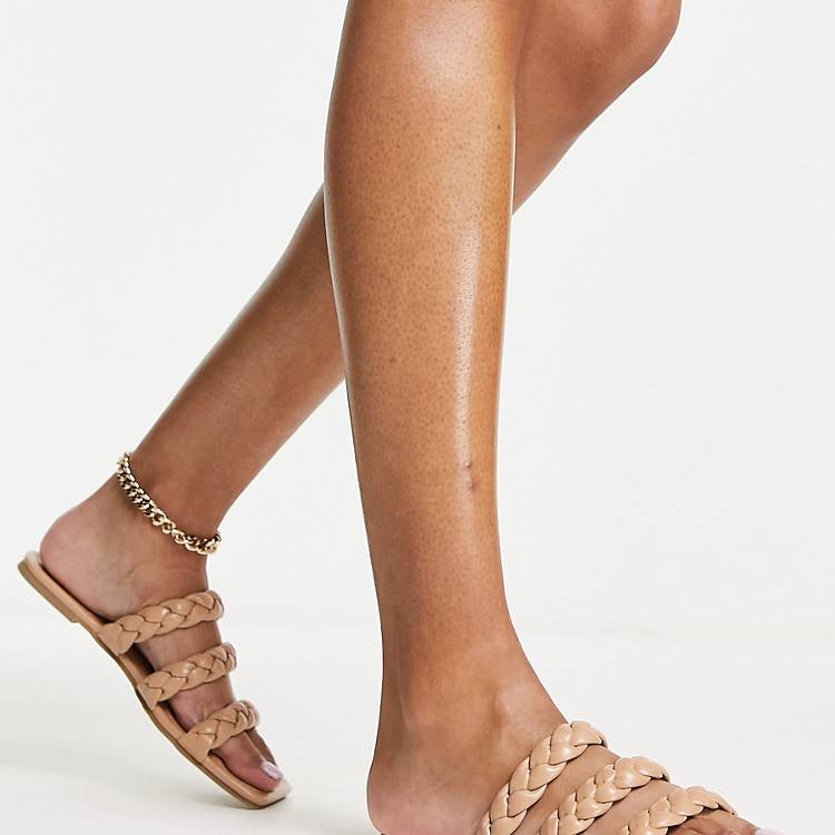 Glamorous braided flat sandals in tan | ASOS