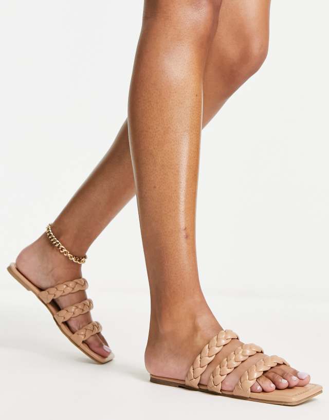 Glamorous - braided flat sandals in tan