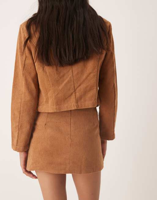 Glamorous – Brązowa spódnica mini z obniżonym stanem, część zestawu, 2 z 5