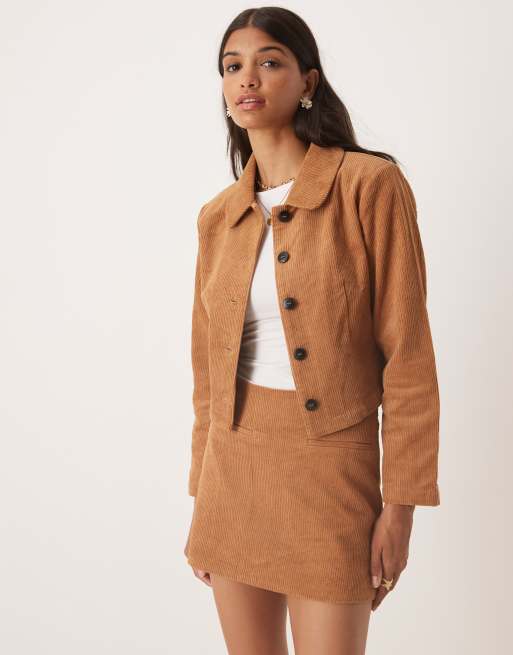 Glamorous – Brązowa spódnica mini z obniżonym stanem, część zestawu, 4 z 5
