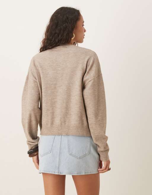 Glamorous – Brązowoowsiany wiązany przy szyi sweter dzianinowy, 4 z 4