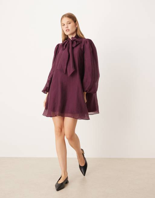 Glamorous - Bærfarvet flagrende minikjole i chiffon i boho-stil, 2 af 4