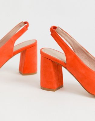 Glamorous bright orange block heeled 