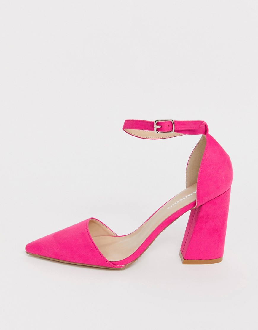 Glamorous Bright Pink Pointed Heeled Shoes