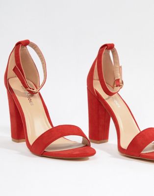 Glamorous bright red block heeled 