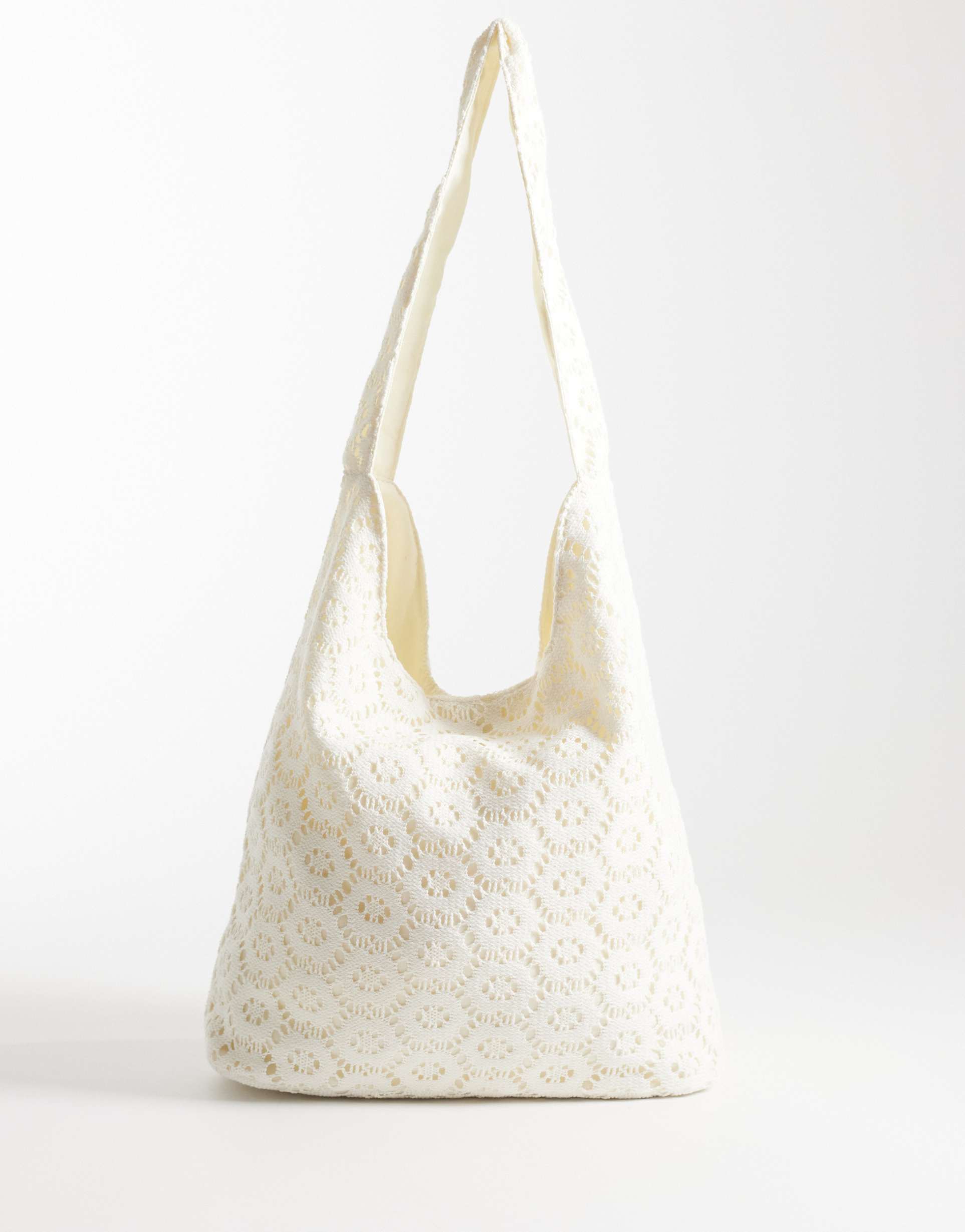 glamorous broderie shoulder tote bag in white