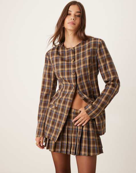 Glamorous brown/blue check set - view 1