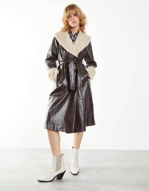 Glamorous Brown croc beige coat in brown croc beige - view 1