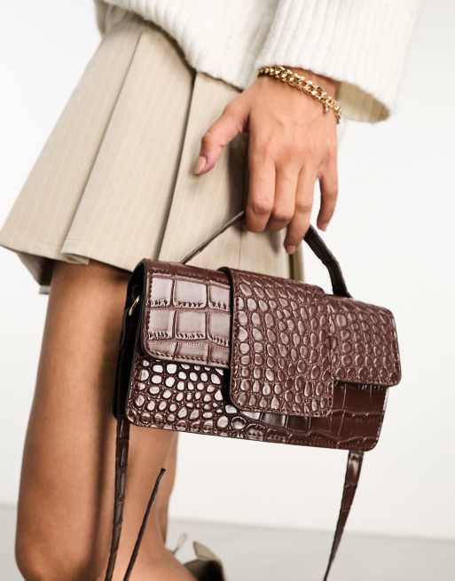 Glamorous - Brun crossbody-taske med krokodillemønster i PU, 3 af 4