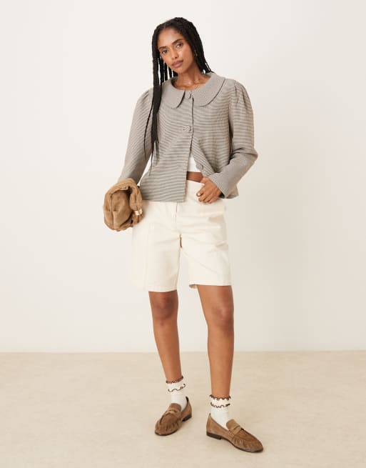 Glamorous – Brun, hundtandsmönstrad, kort jacka i skepparkavajstil, 3 av 4