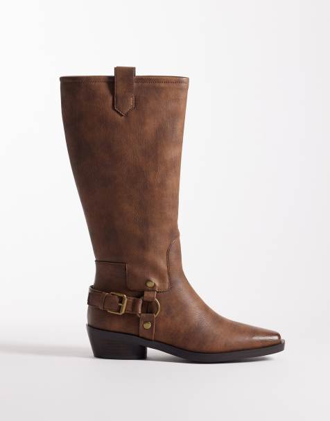 Glamorous – Bruna, knähöga boots i cowboystil - view 1