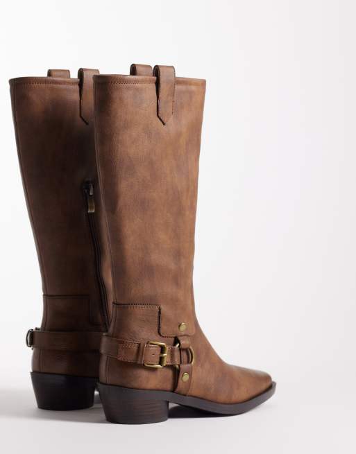 Glamorous – Bruna, knähöga boots i cowboystil, 3 av 4