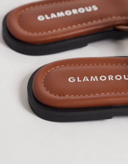 Glamorous – Bruna, platta sandaler med knytning runt benet och pärlor, 2 av 4